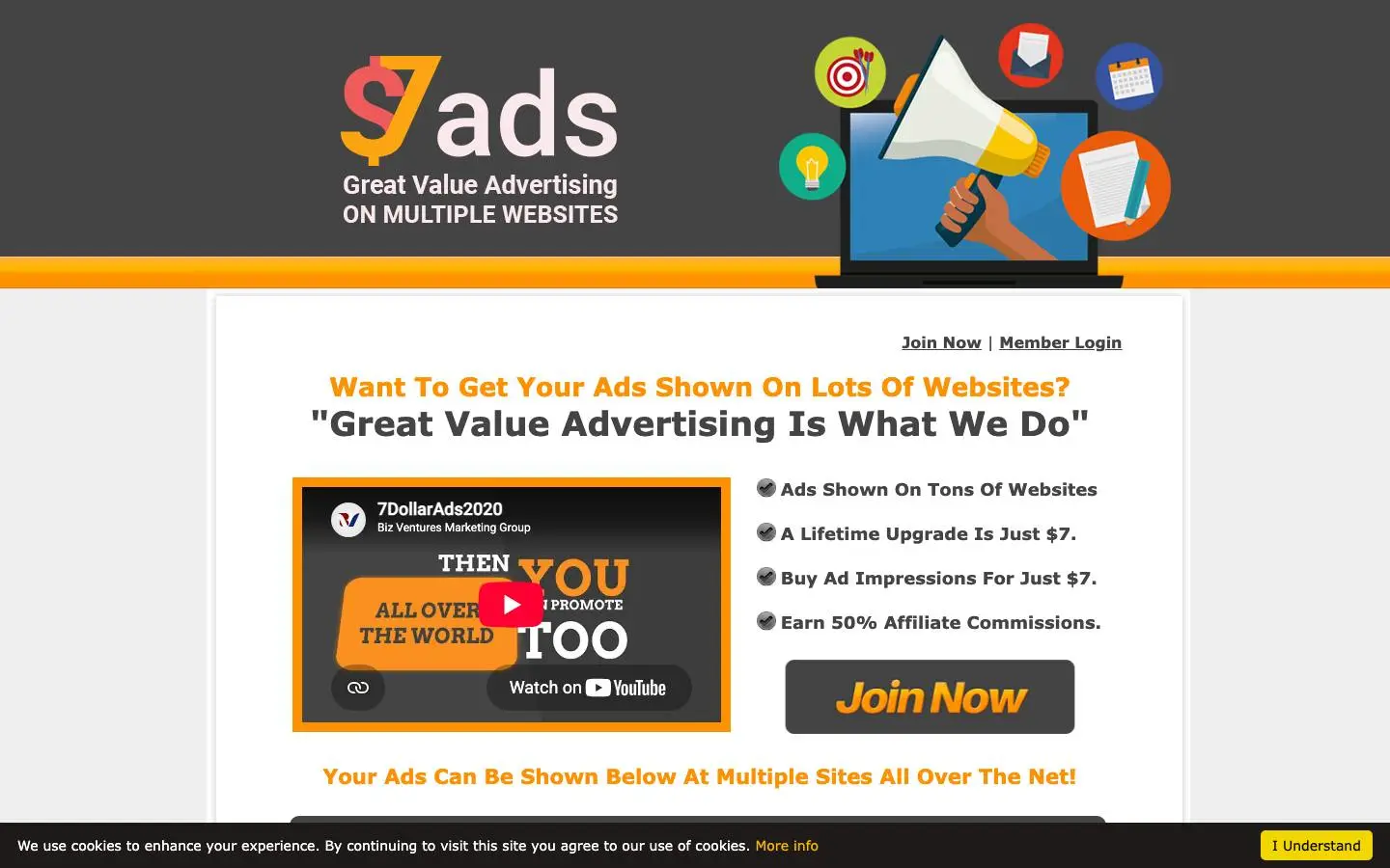 Screenshot of 7 Dollar Ads (7dollarads.com)