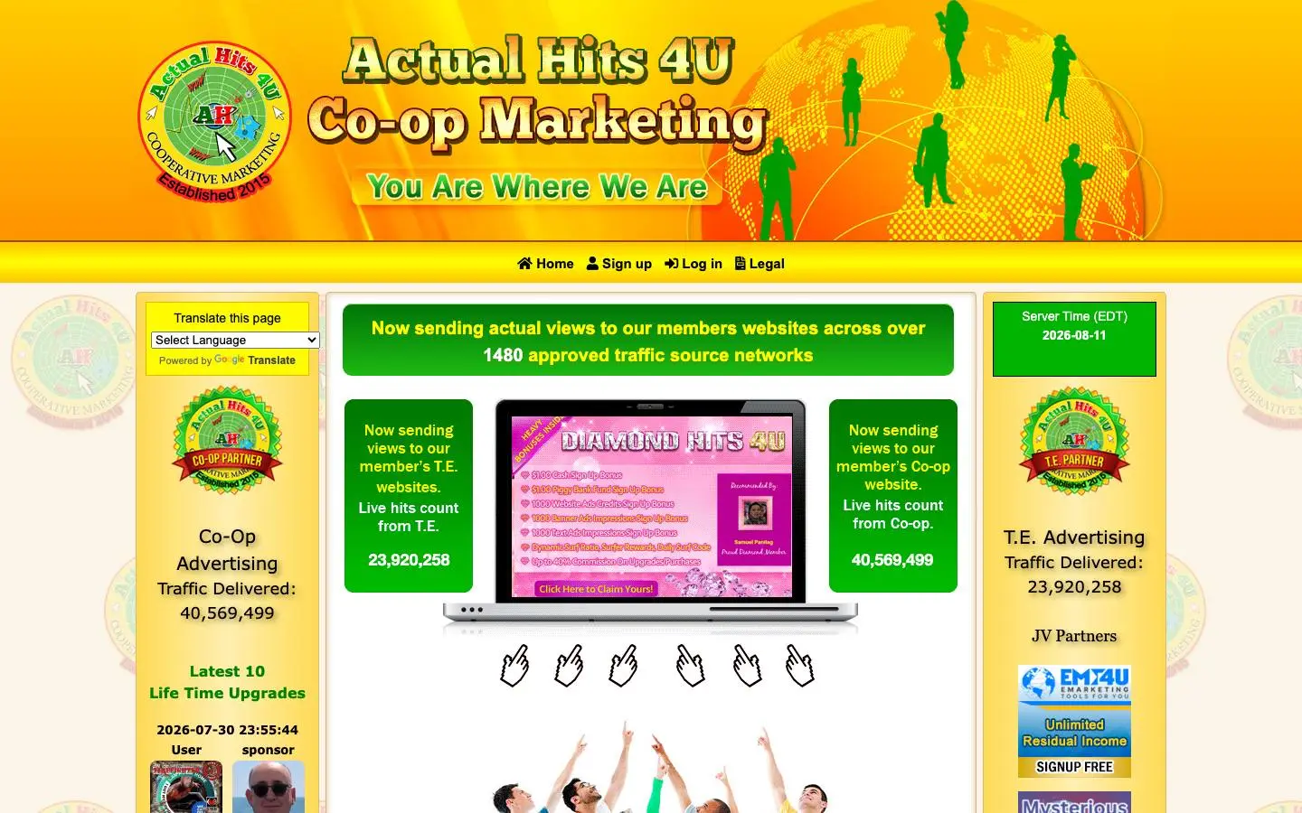 Screenshot of Actual Hits 4U Co-op Marketing (actualhits4u.com)