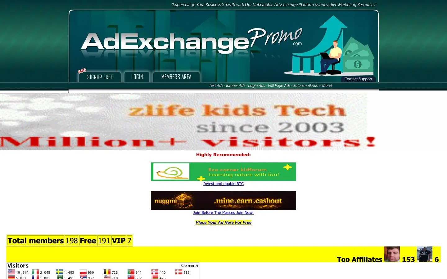 Screenshot of AdExchangePromo (adexchangepromo.com)