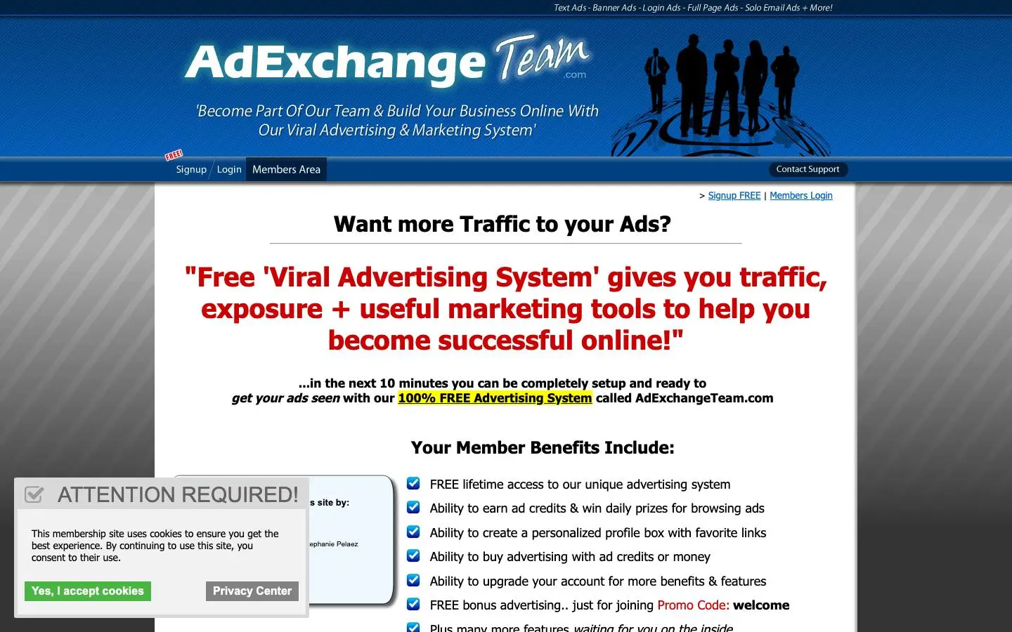 Screenshot of AdExchangeTeam (adexchangeteam.com)