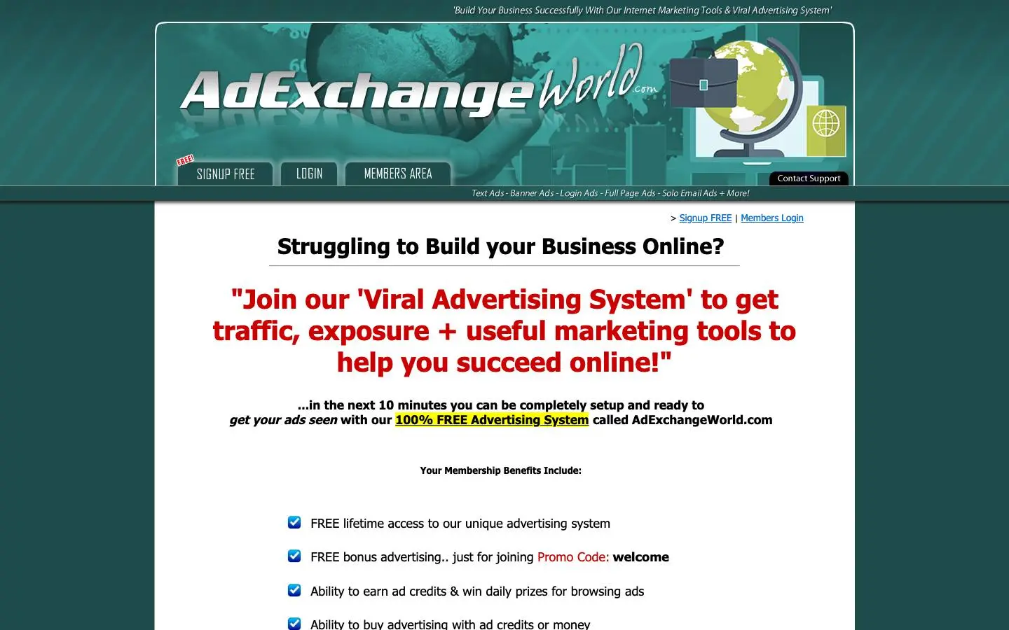 Screenshot of AdExchangeWorld (adexchangeworld.com)