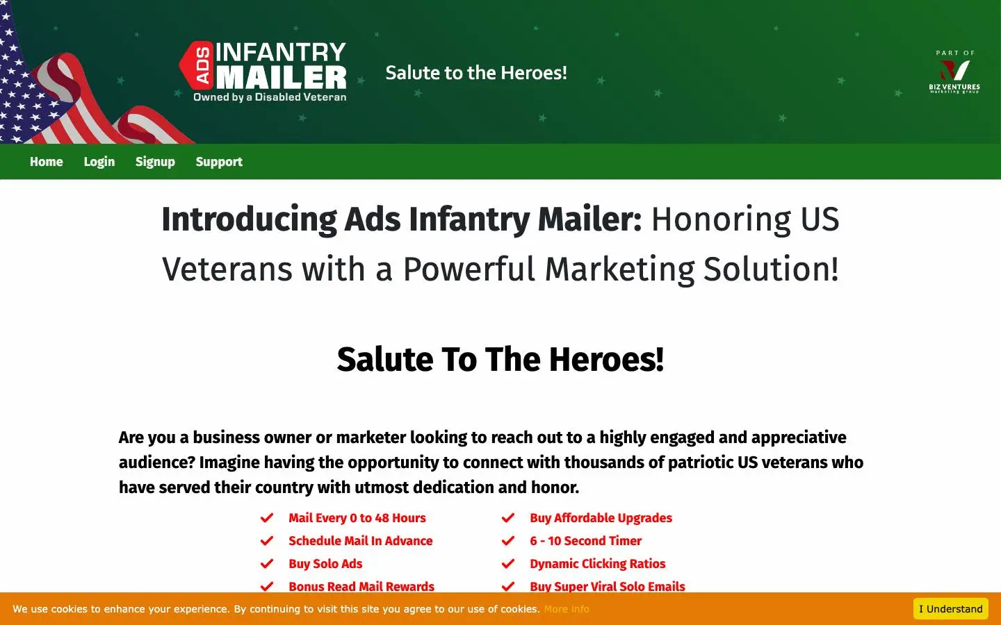 Screenshot of Ads Infantry Mailer (adsinfantrymailer.com)