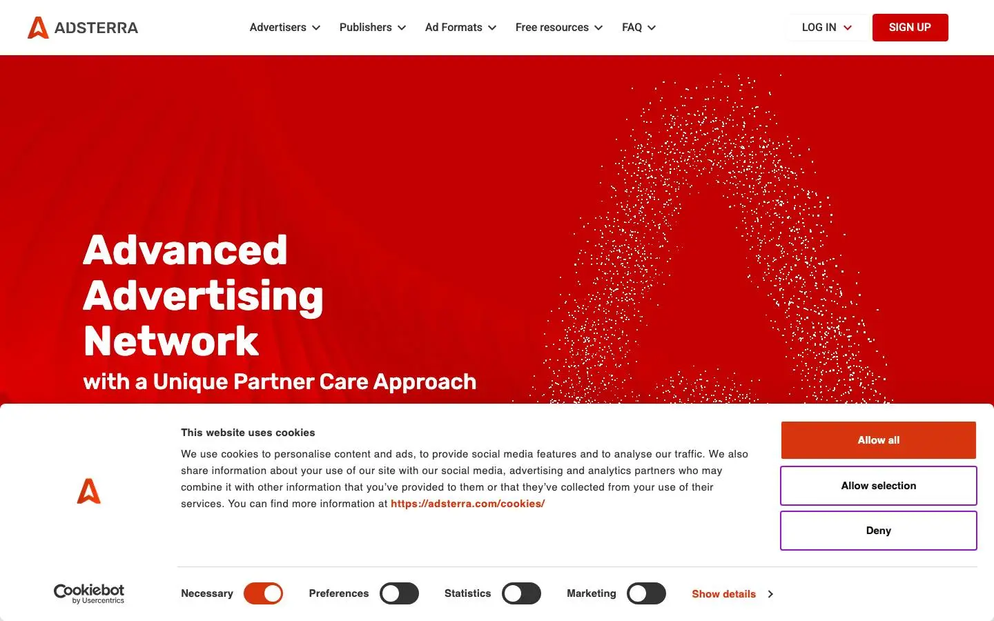 Screenshot of Adsterra Advertising Network (adsterra.com)