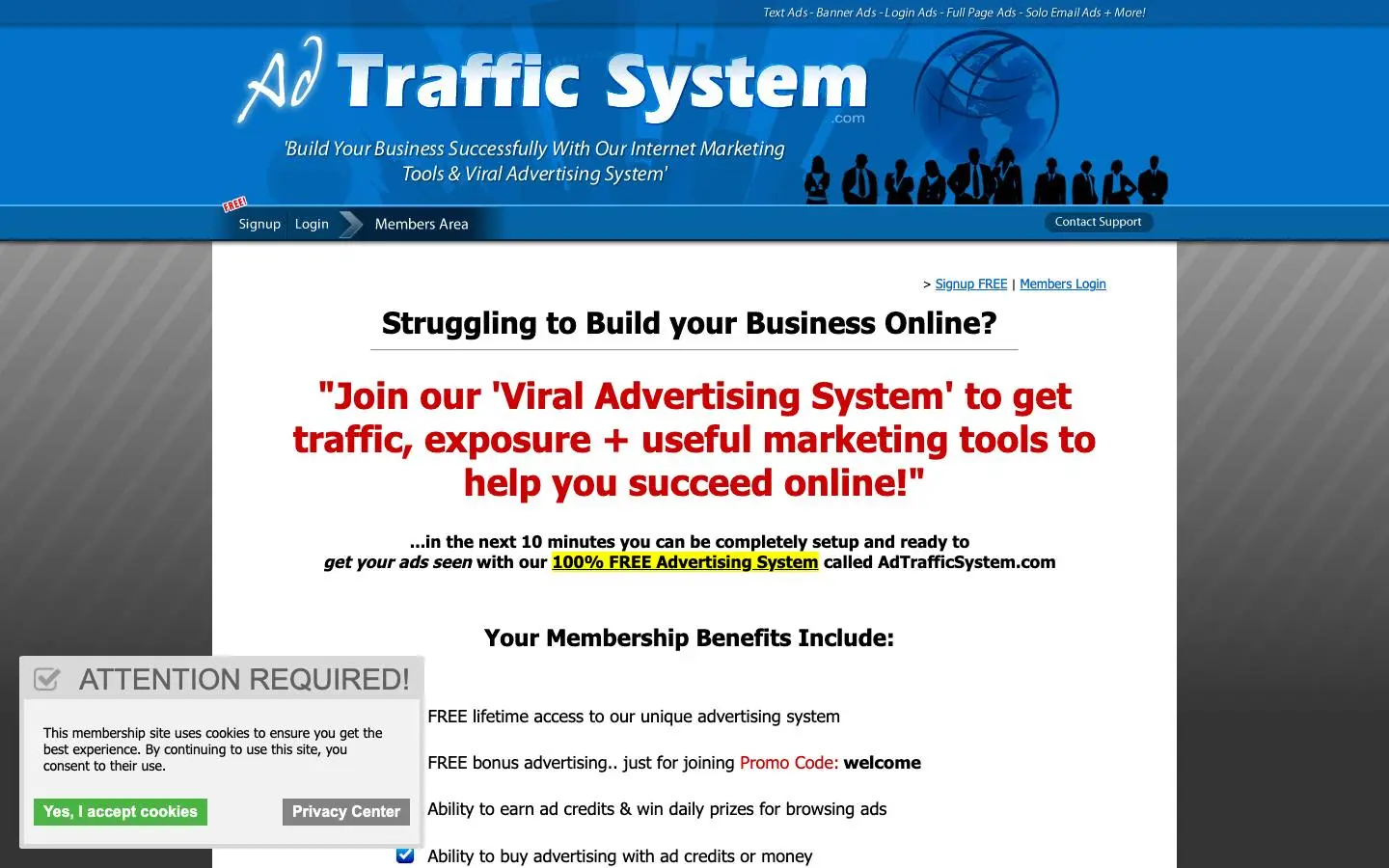 Screenshot of AdTrafficSystem (adtrafficsystem.com)