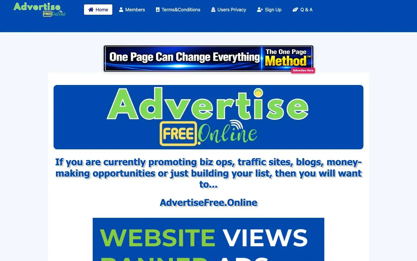 Screenshot of Advertise Free Online (advertisefree.online)