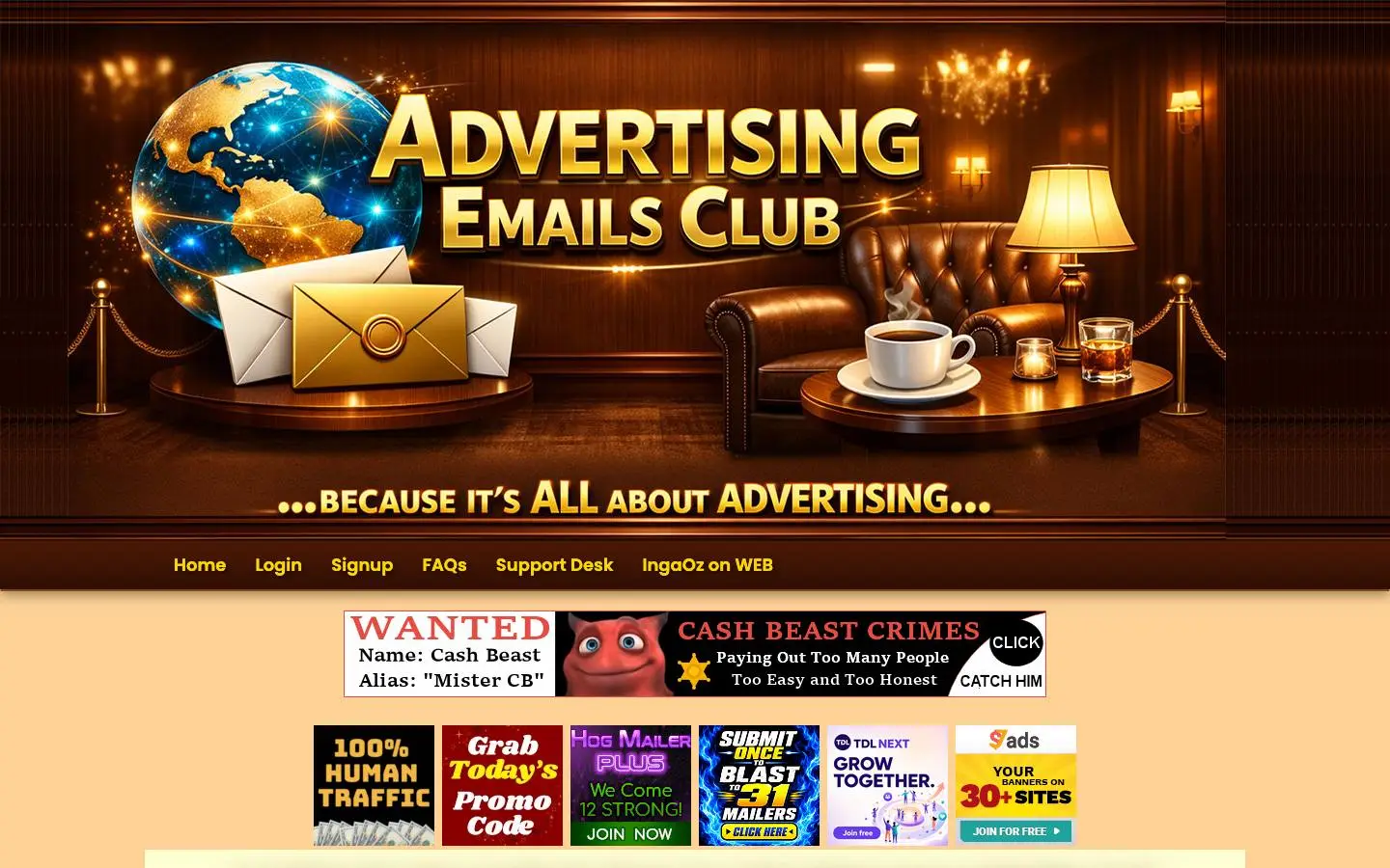 Screenshot of Advertising Emails Club (advertisingemails.club)