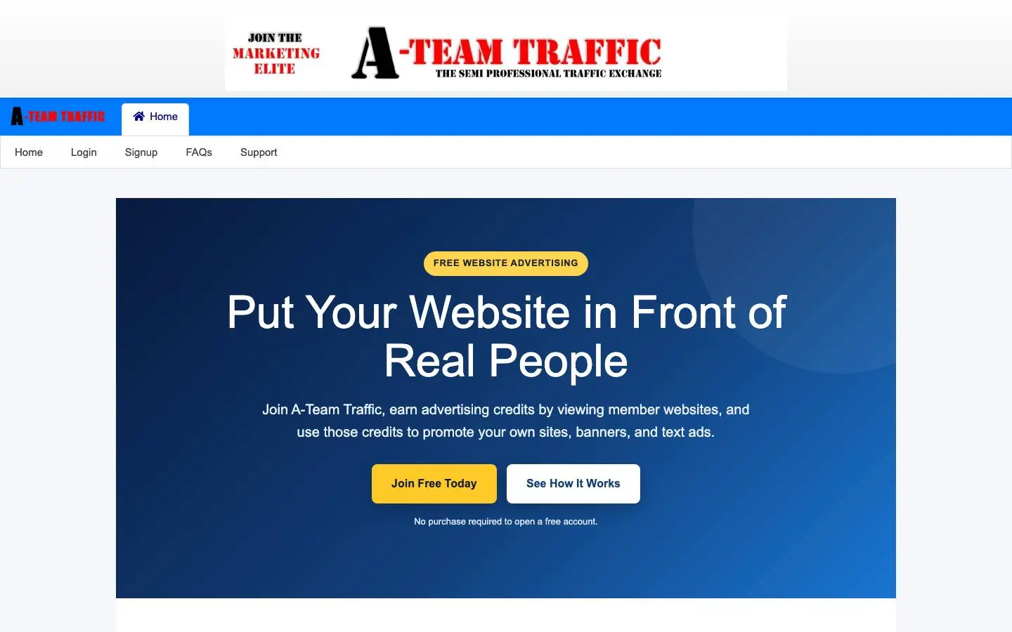 Screenshot of A Team Traffic (ateamtraffic.com)
