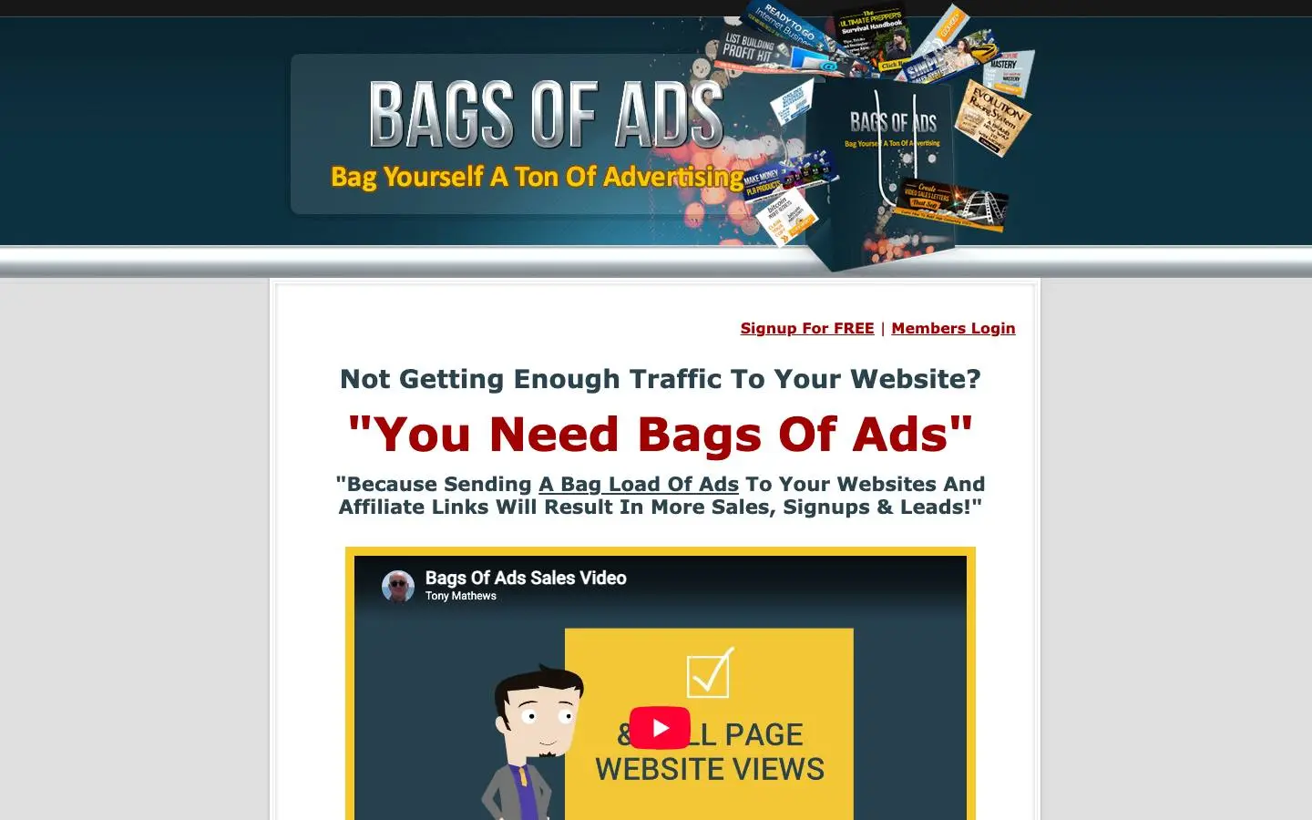 Screenshot of Bags Of Ads (bagsofads.com)