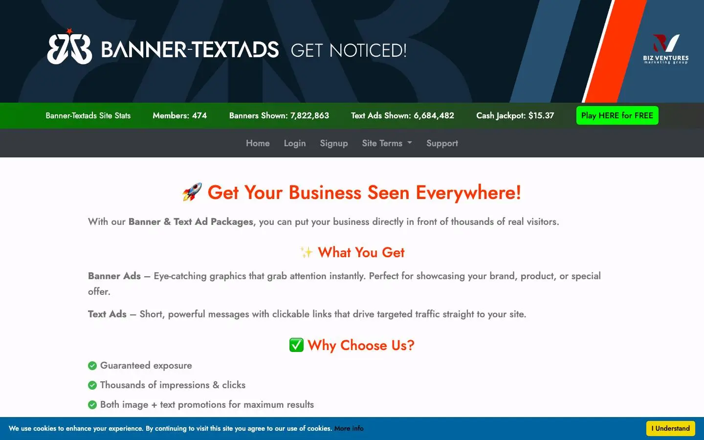 Screenshot of Banner Text Ads (banner-textads.com)