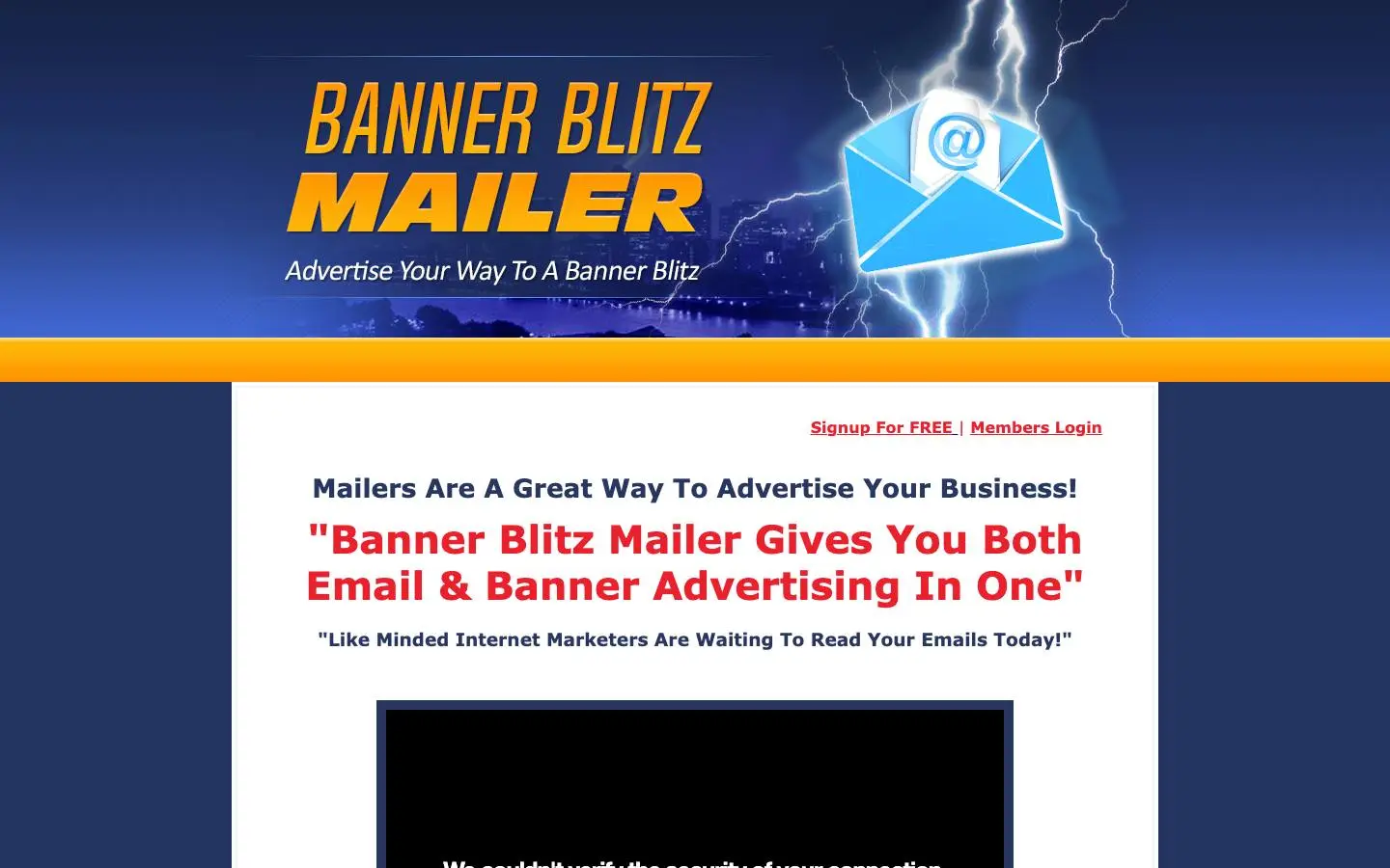 Screenshot of Banner Blitz Mailer (bannerblitzmailer.com)