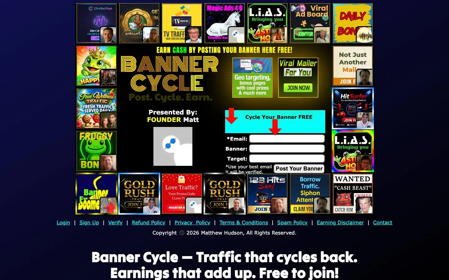 Screenshot of Banner Cycle (bannercycle.com)
