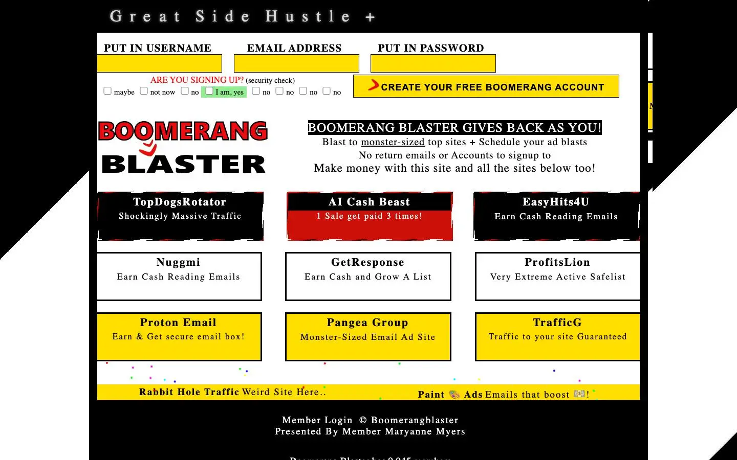 Screenshot of Boomerang Blaster (boomerangblaster.com)