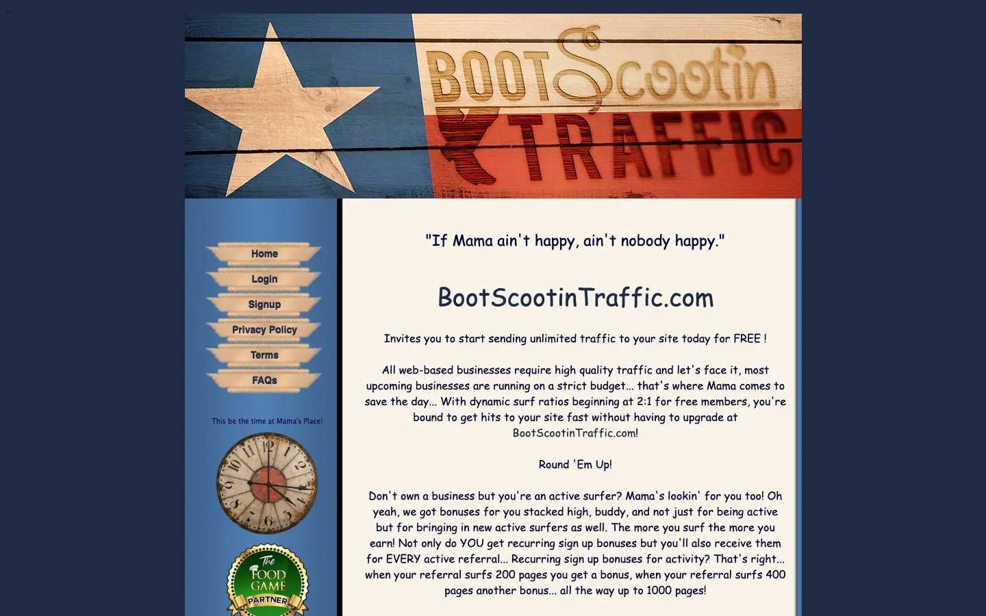 Screenshot of BootScootinTraffic (bootscootintraffic.com)