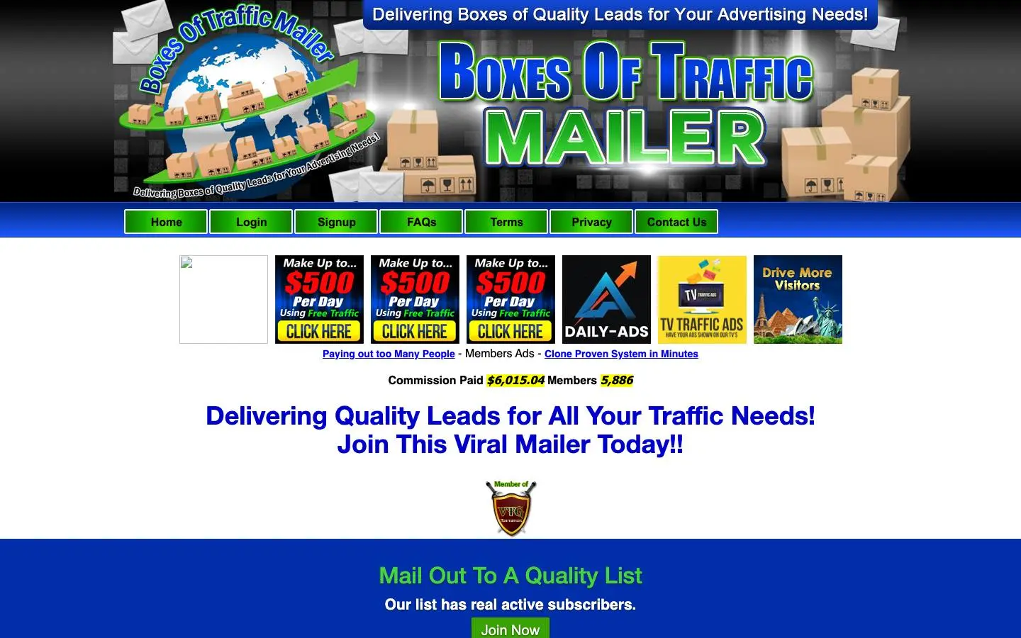 Screenshot of Boxes Of Traffic Mailer (boxesoftraffic.com)