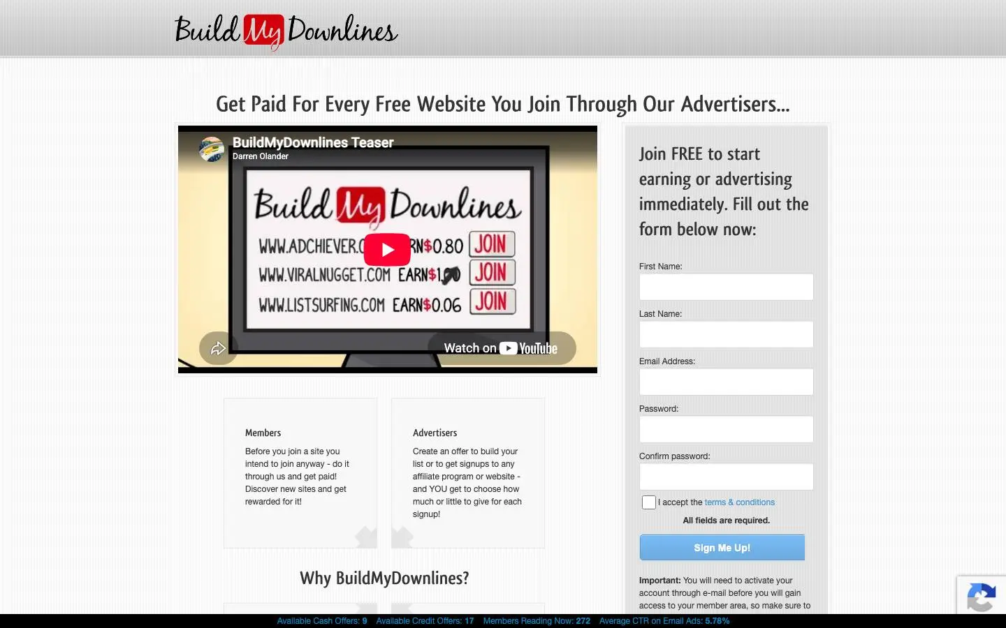 Screenshot of Build Your Downline (buildmydownlines.com)