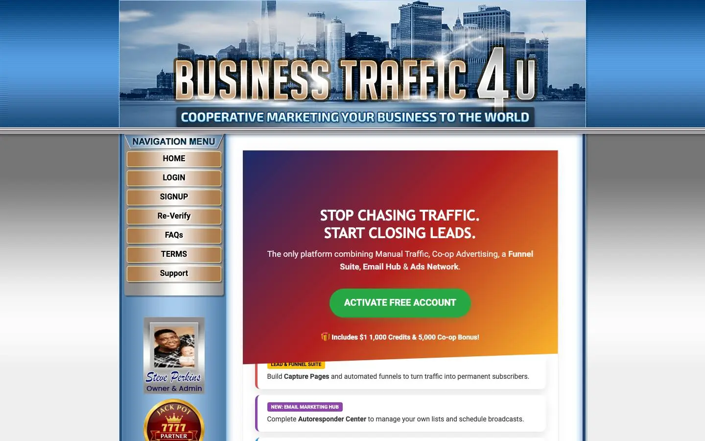 Screenshot of Businesstraffic4U.com Co-op Marketing (businesstraffic4u.com)