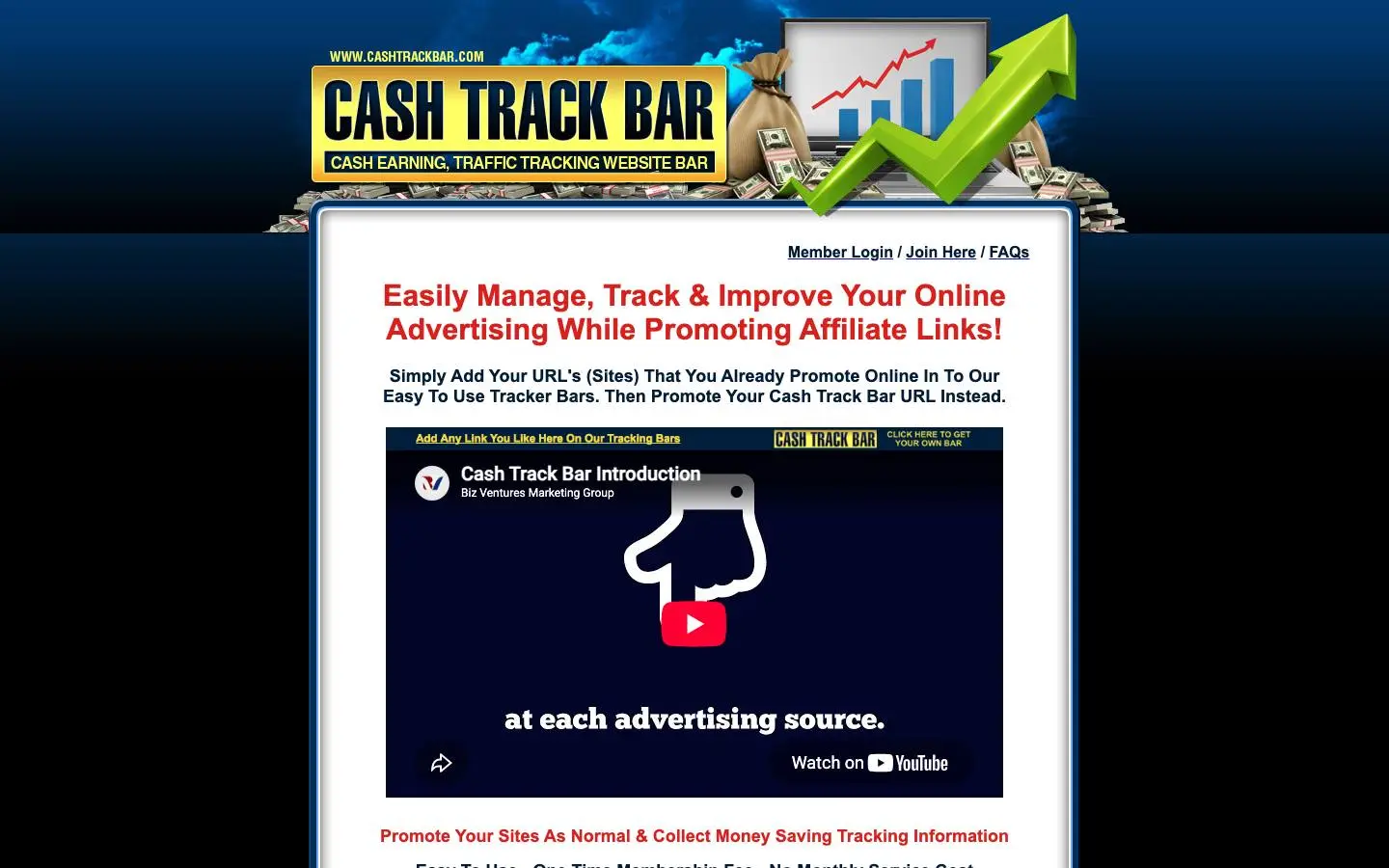 Screenshot of Cash Track Bar (cashtrackbar.com)