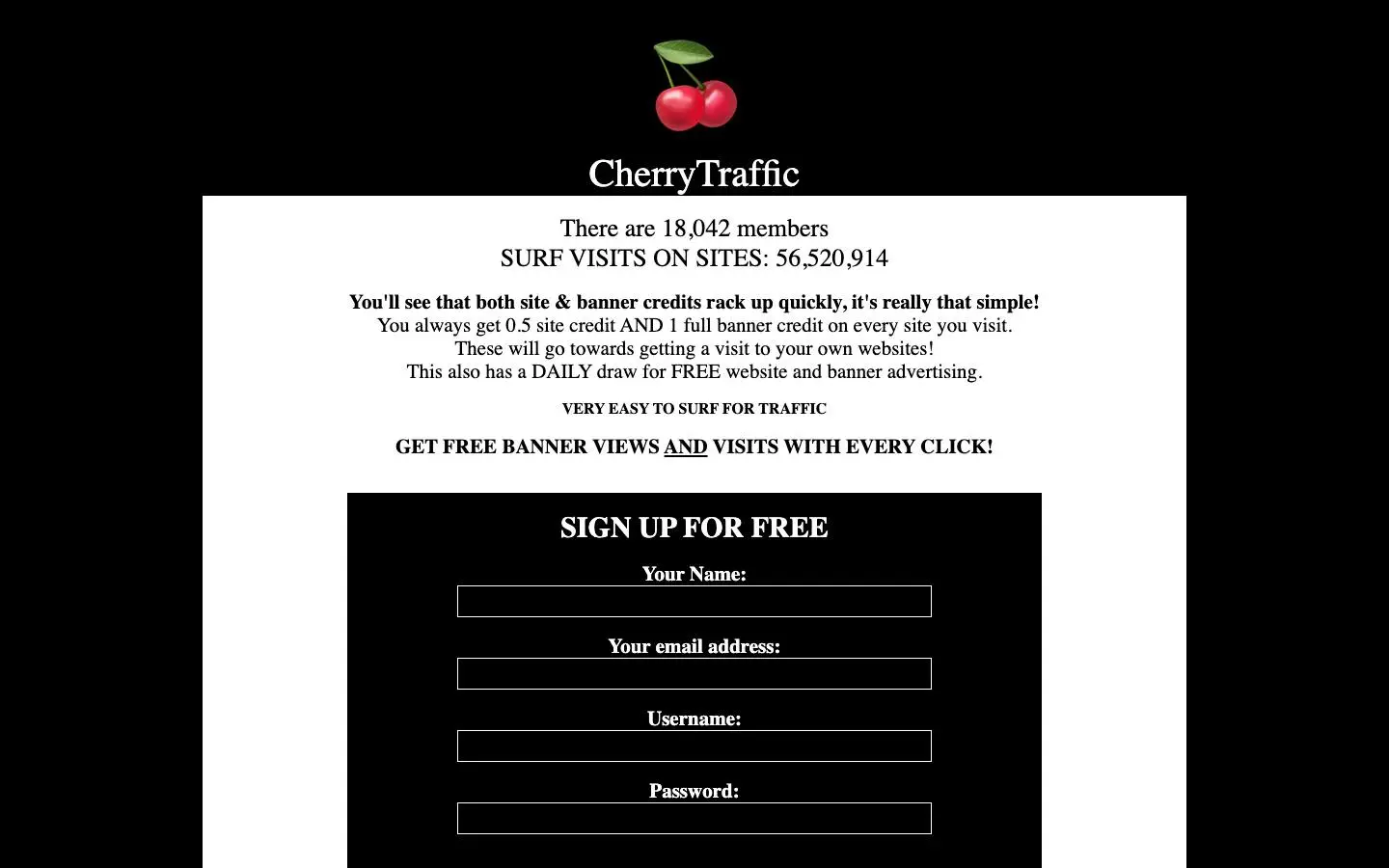 Screenshot of CherryTraffic (cherrytraffic.com)