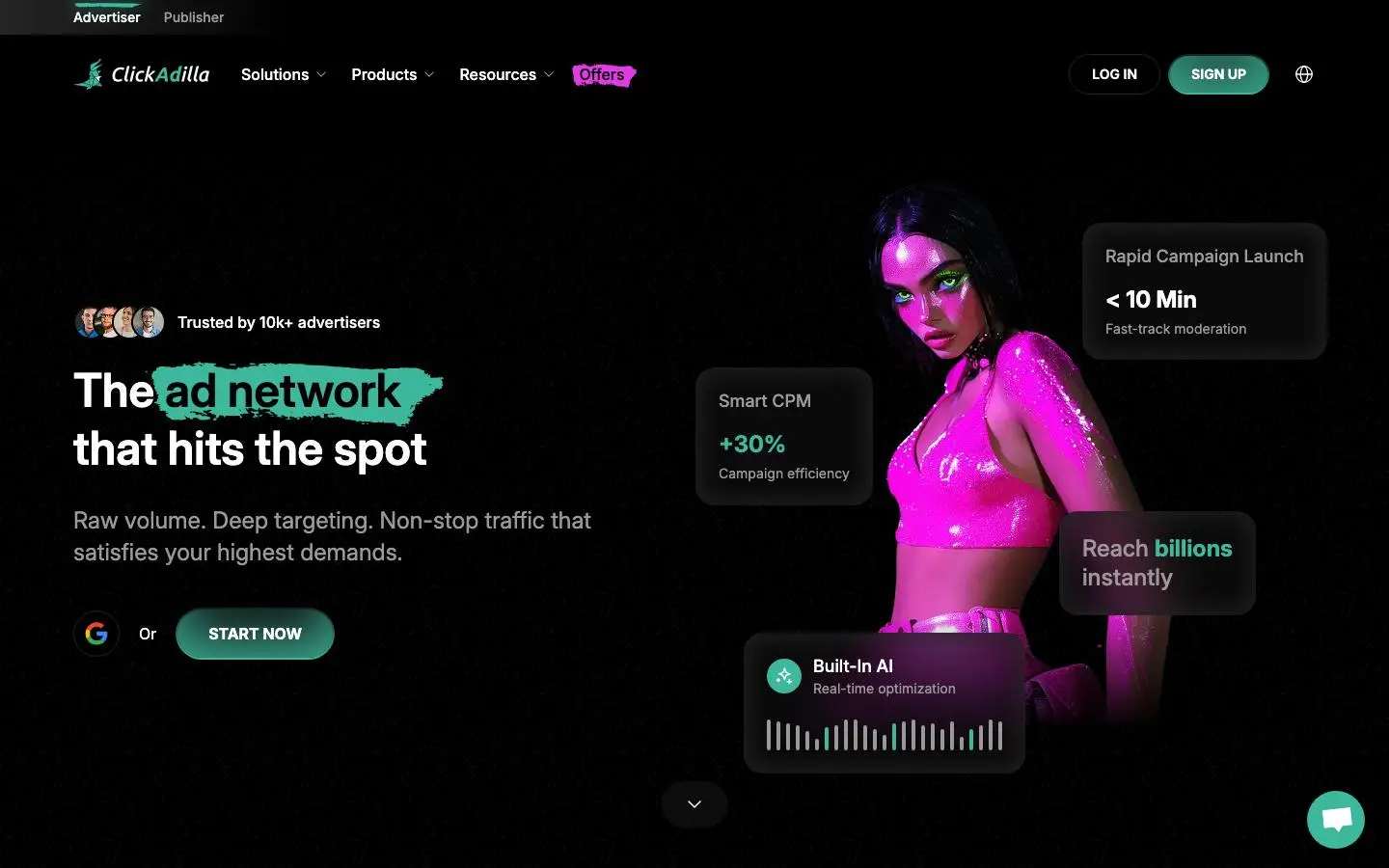 Screenshot of ClickAdilla (clickadilla.com)