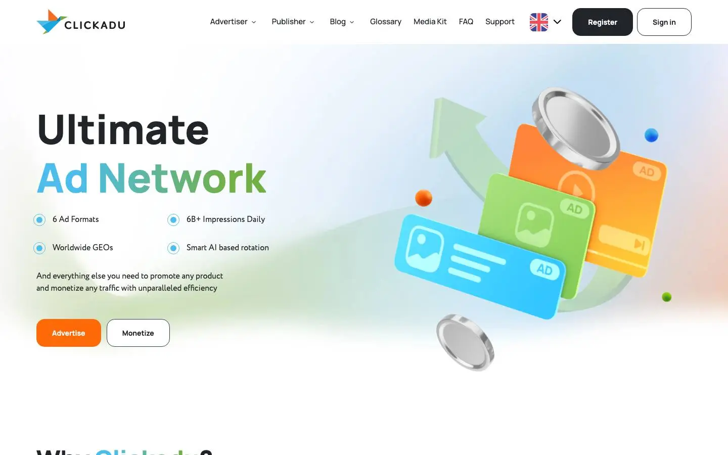 Screenshot of Clickadu (clickadu.com)