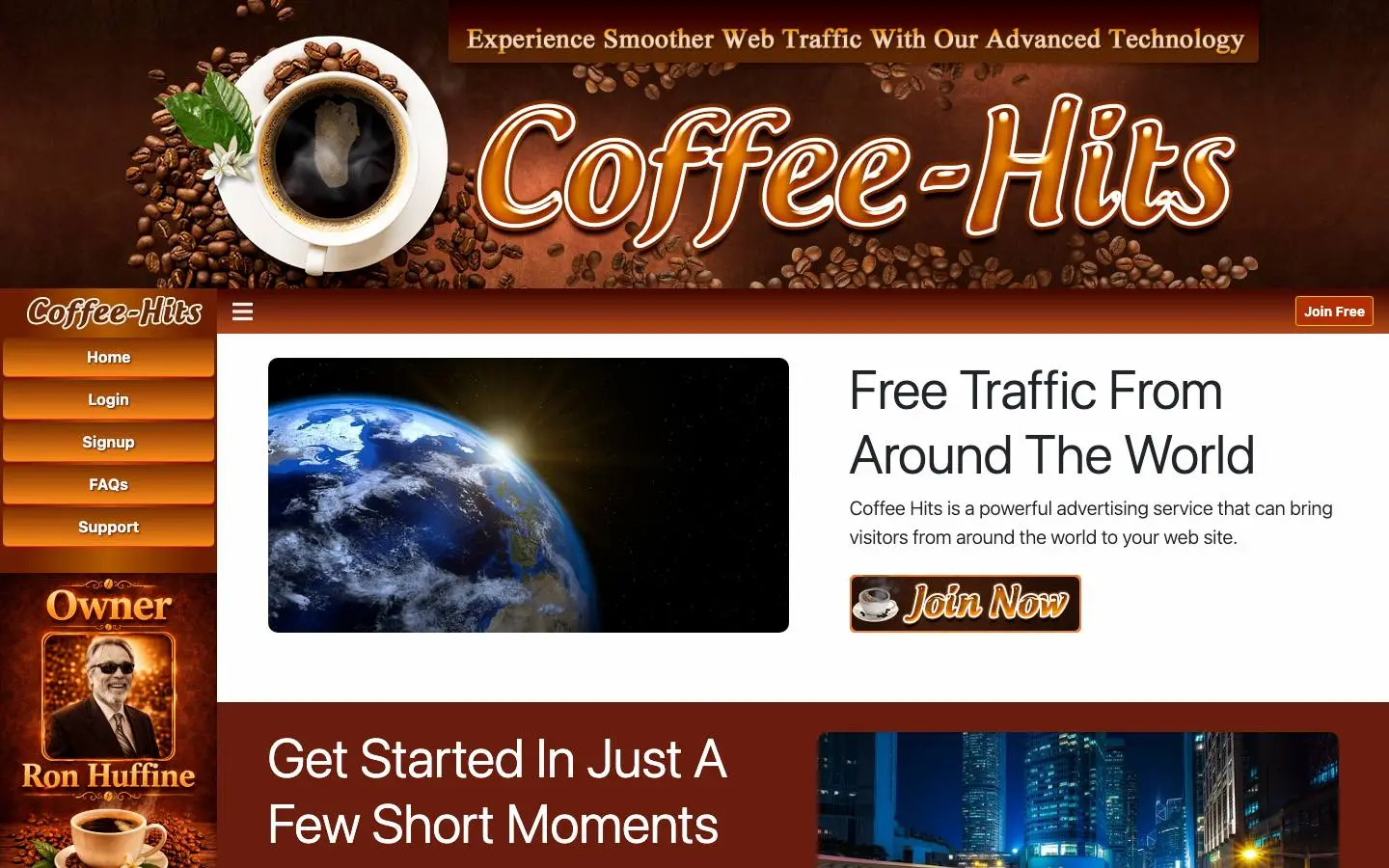 Screenshot of Coffee Hits (coffee-hits.com)