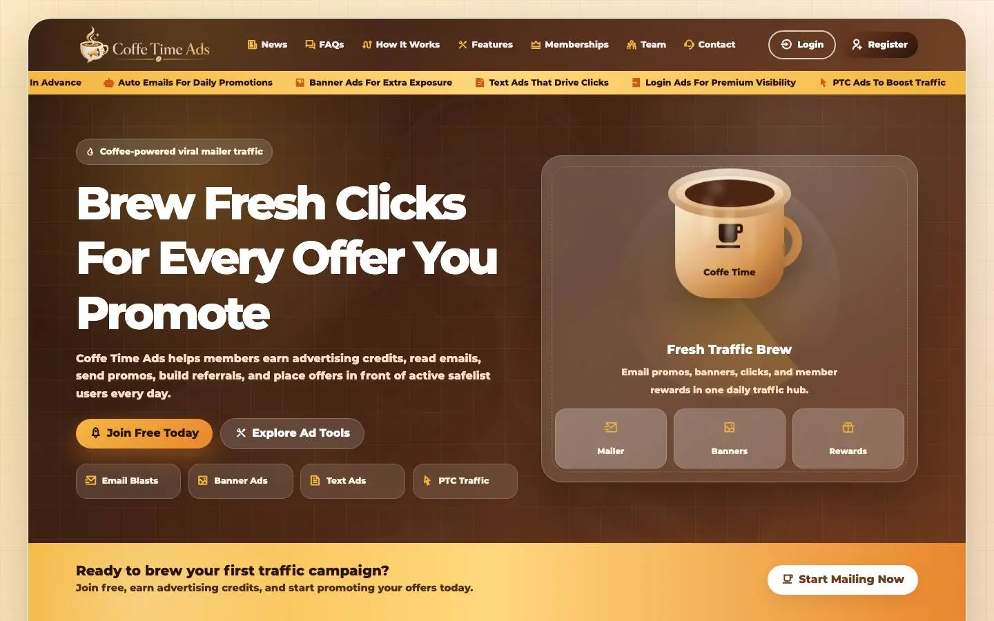 Screenshot of Coffe Time ADS (coffetimeads.com)