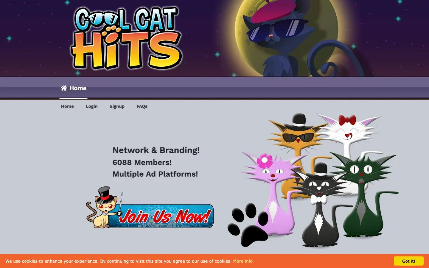 Screenshot of Cool Cat Hits (coolcathits.com)