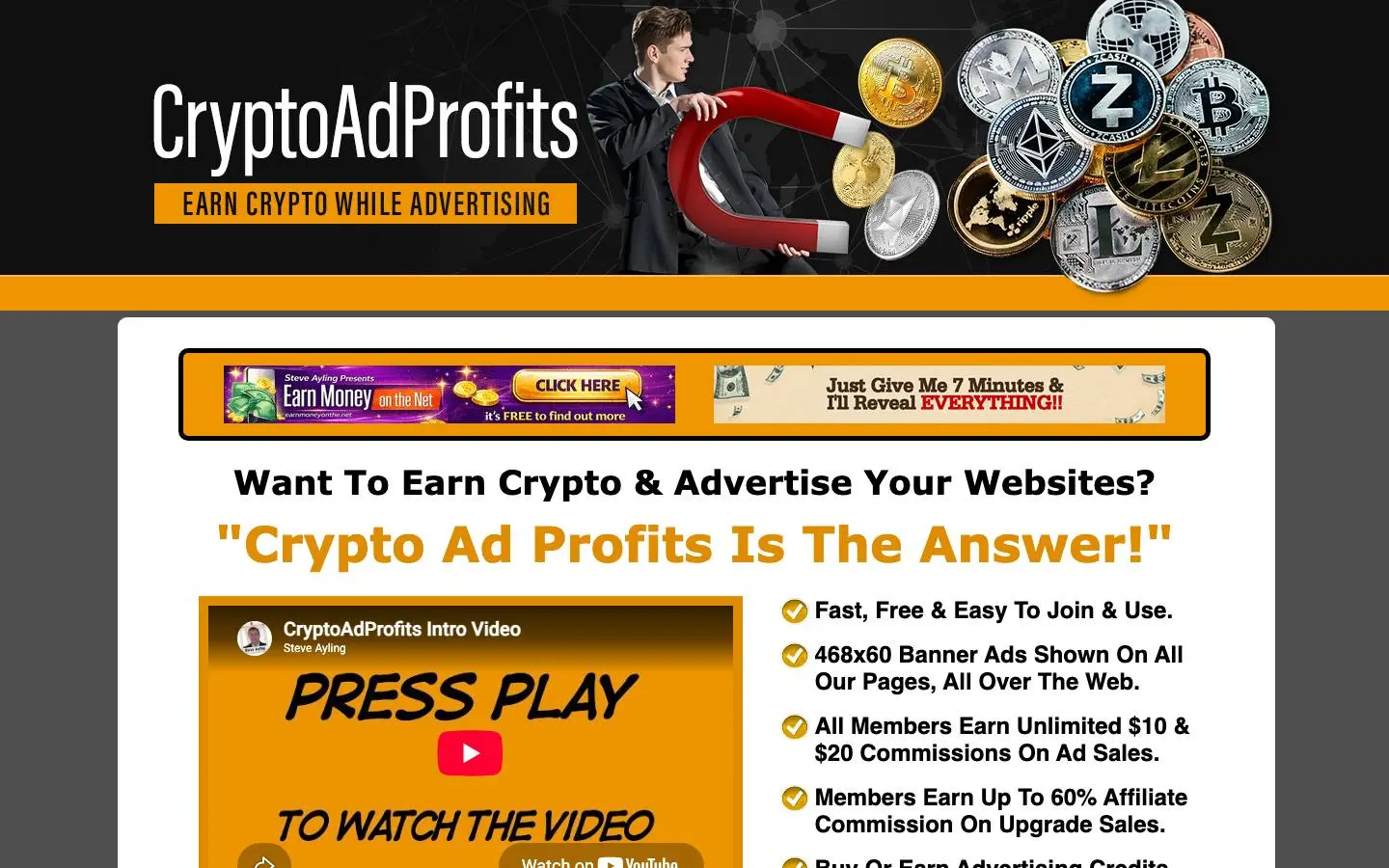 Screenshot of CryptoAdProfits (cryptoadprofits.com)