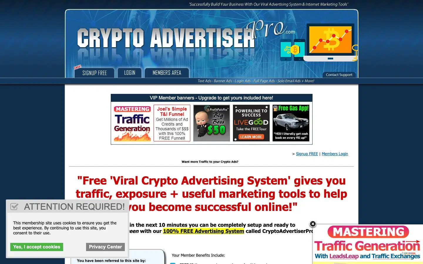 Screenshot of CryptoAdvertiserPro (cryptoadvertiserpro.com)