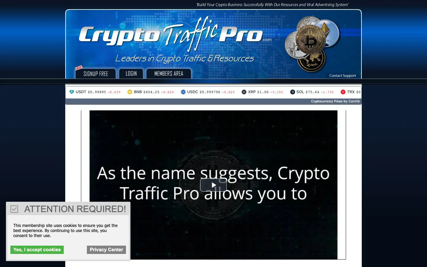 Screenshot of CryptoTrafficPro (cryptotrafficpro.com)