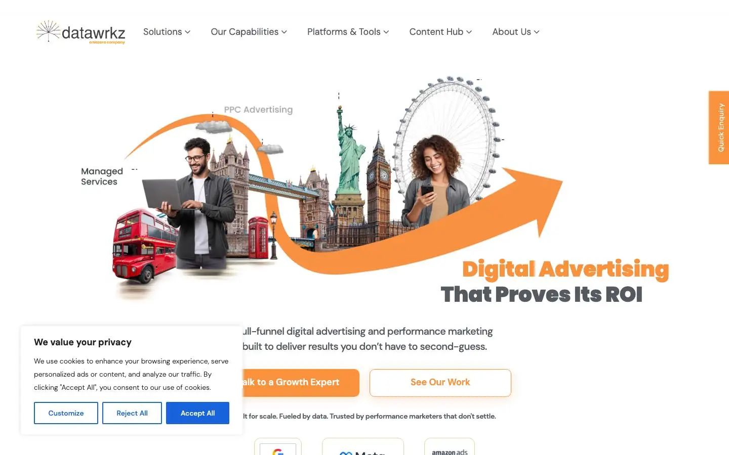 Screenshot of Full-Funnel Digital Advertising (datawrkz.com)