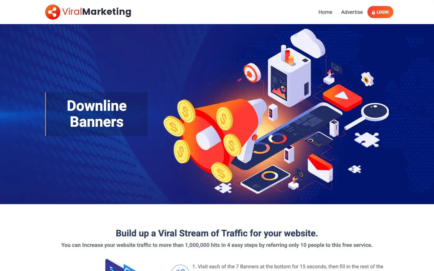 Screenshot of Downline Banners (downlinebanners.com)