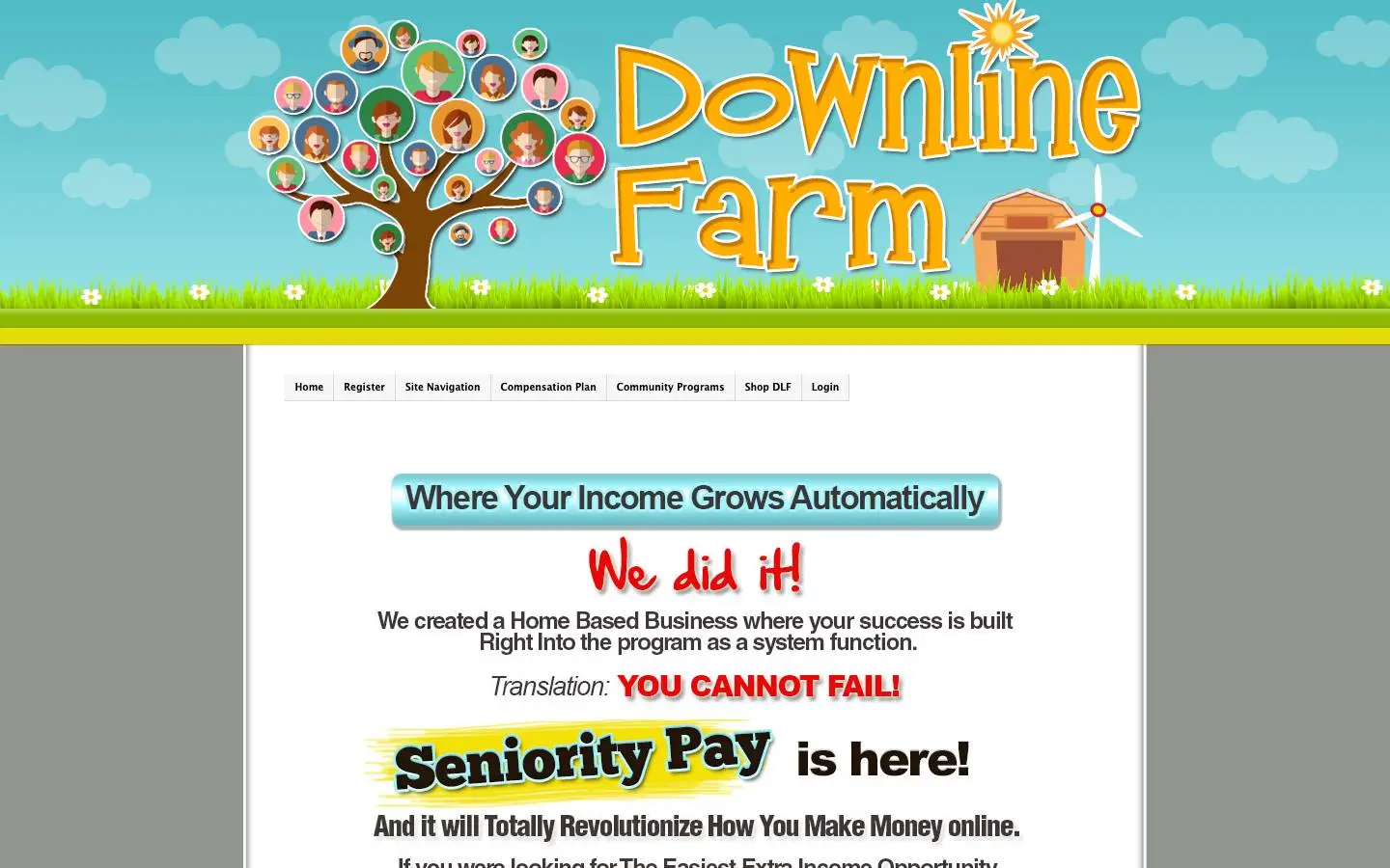 Screenshot of Downline Farm (downlinefarm.com)