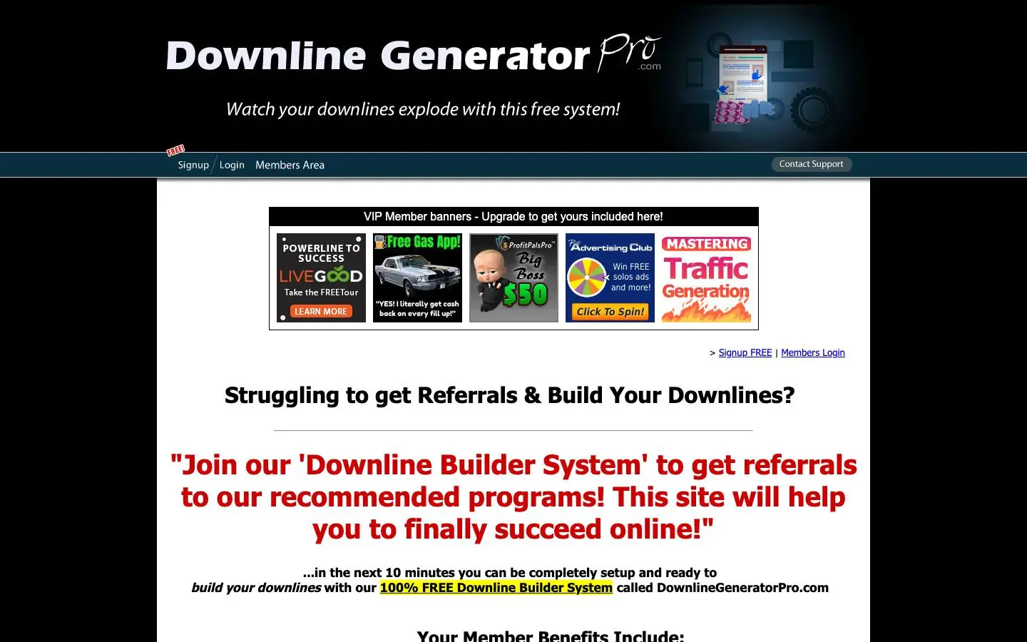 Screenshot of DownlineGeneratorPro (downlinegeneratorpro.com)