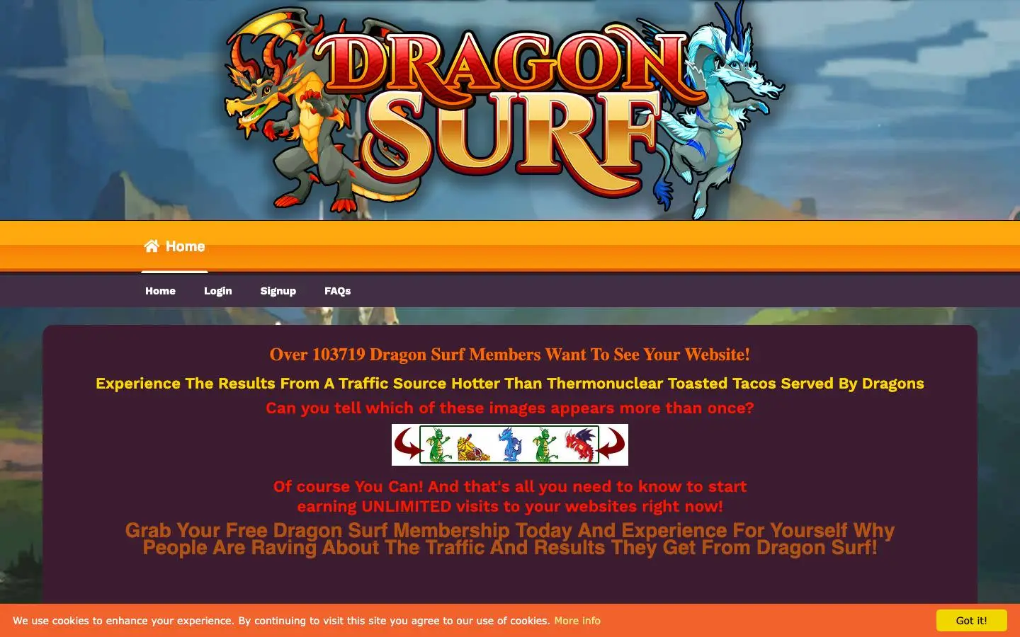Screenshot of Dragon Surf (dragonsurf.com)