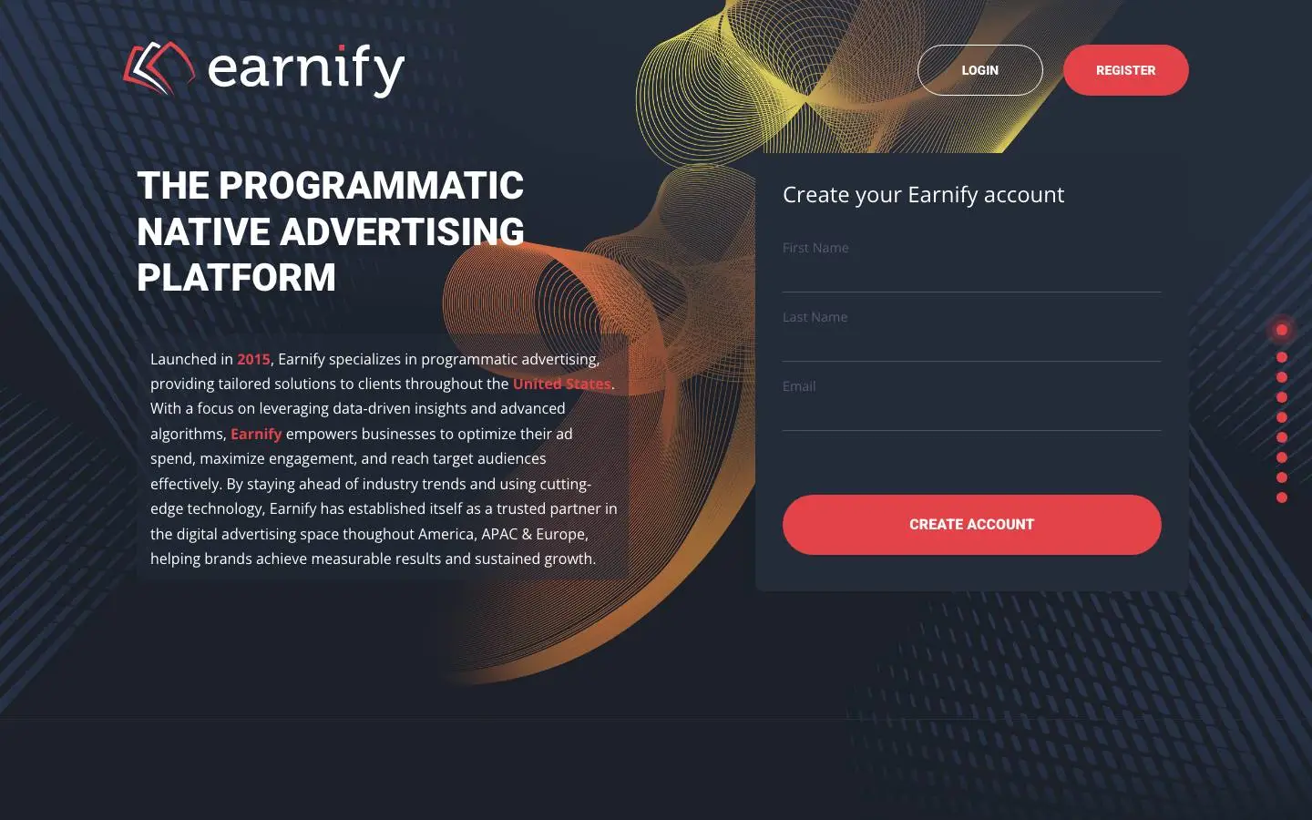 Screenshot of Earnify (earnify.com)