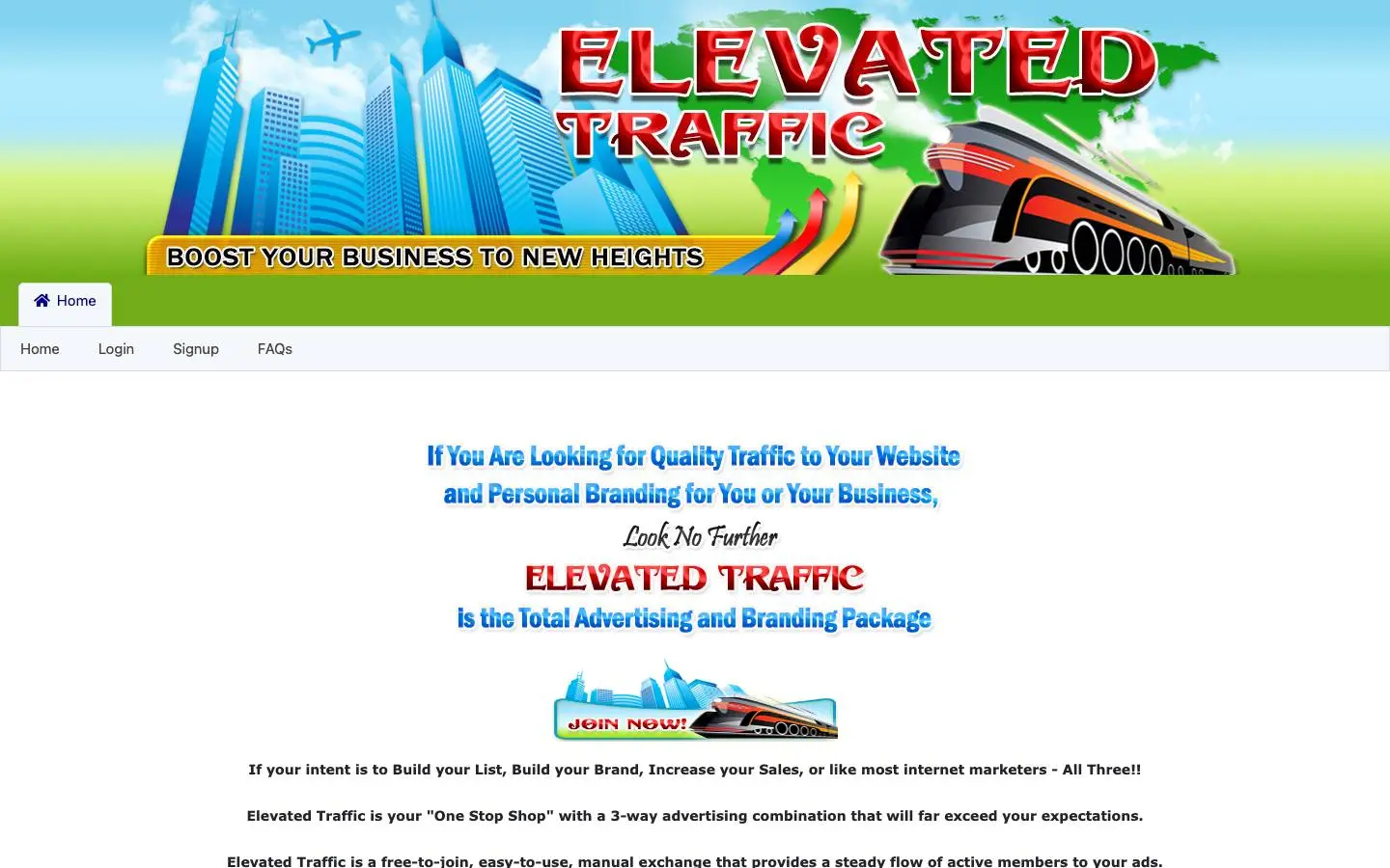 Screenshot of Elevated Traffic (elevatedtraffic.com)