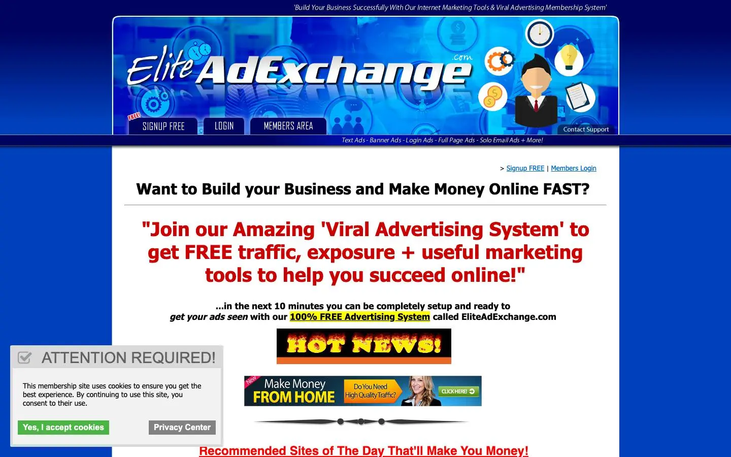 Screenshot of EliteAdExchange (eliteadexchange.com)