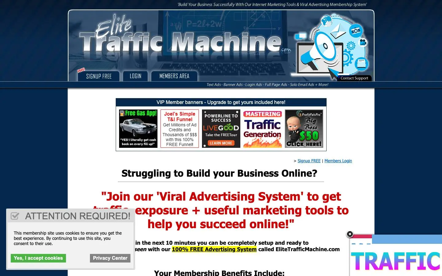Screenshot of EliteTrafficMachine (elitetrafficmachine.com)