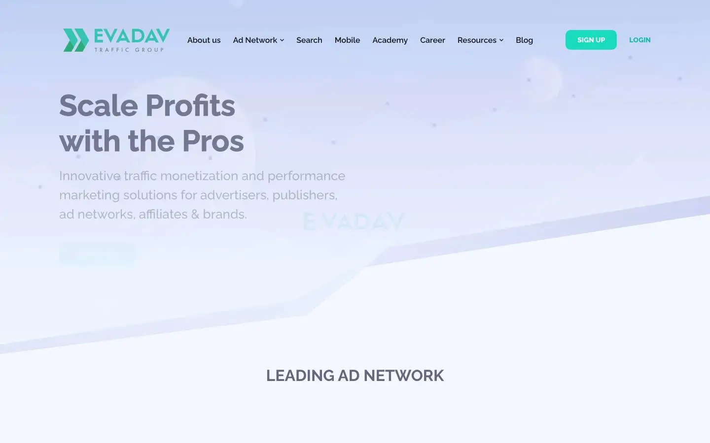 Screenshot of EVADAV Traffic Group (evadav.com)