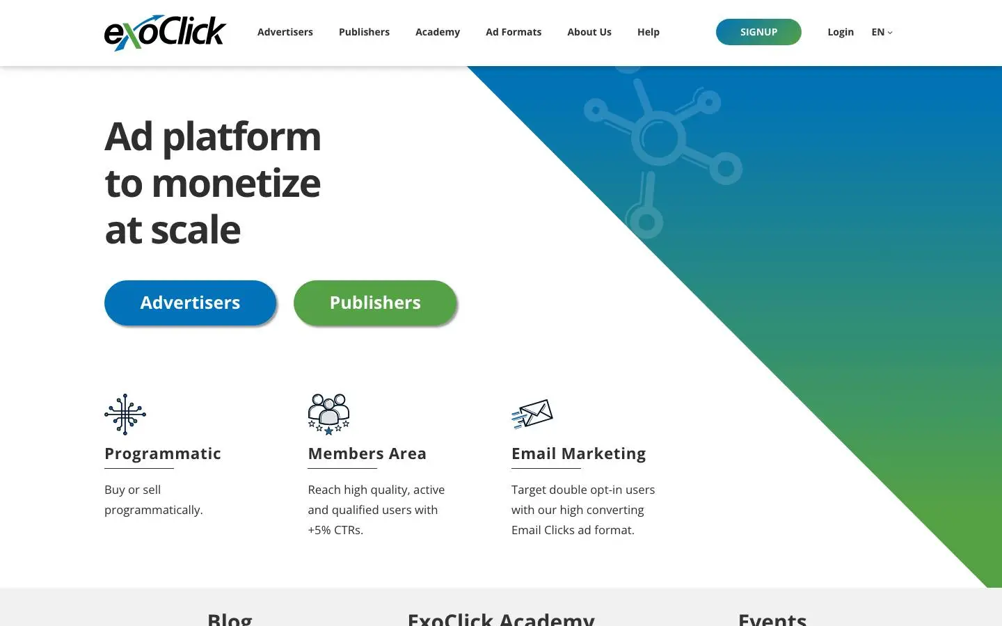 Screenshot of ExoClick (exoclick.com)