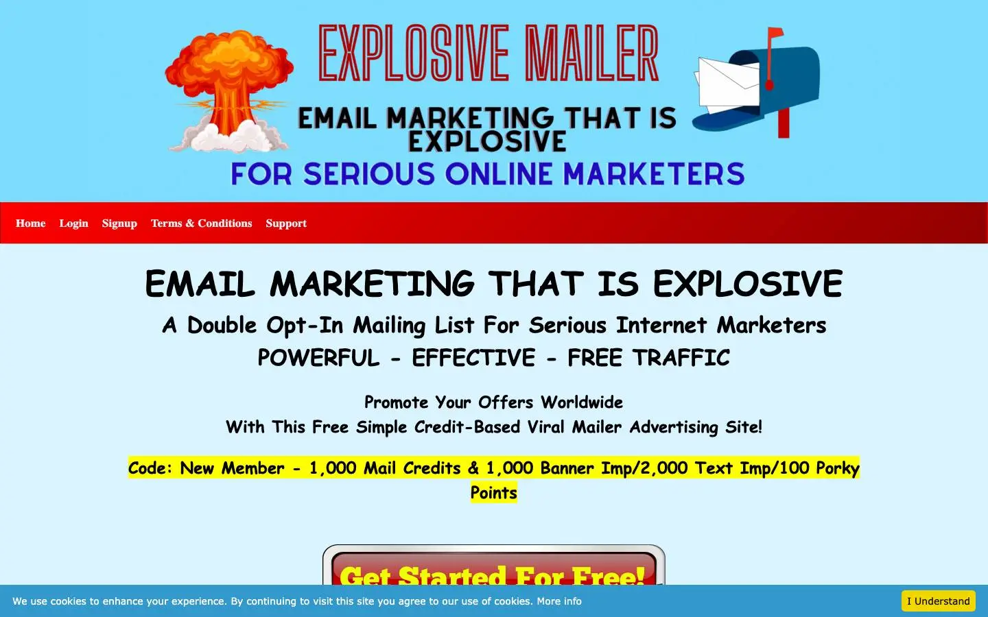 Screenshot of Explosive Mailer (explosivemailer.com)