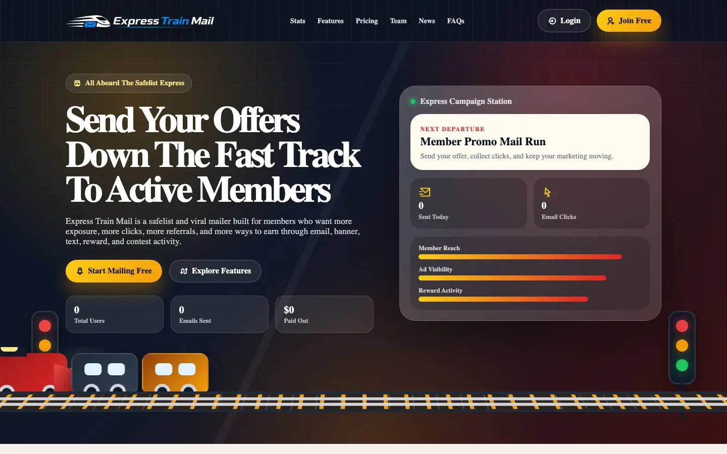 Screenshot of Express Train Mail (expresstrainmail.com)