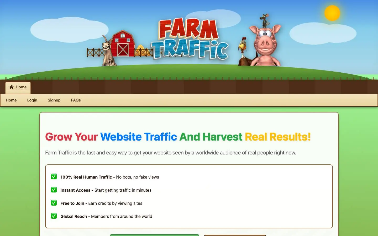 Screenshot of Farm Traffic (farmtraffic.com)