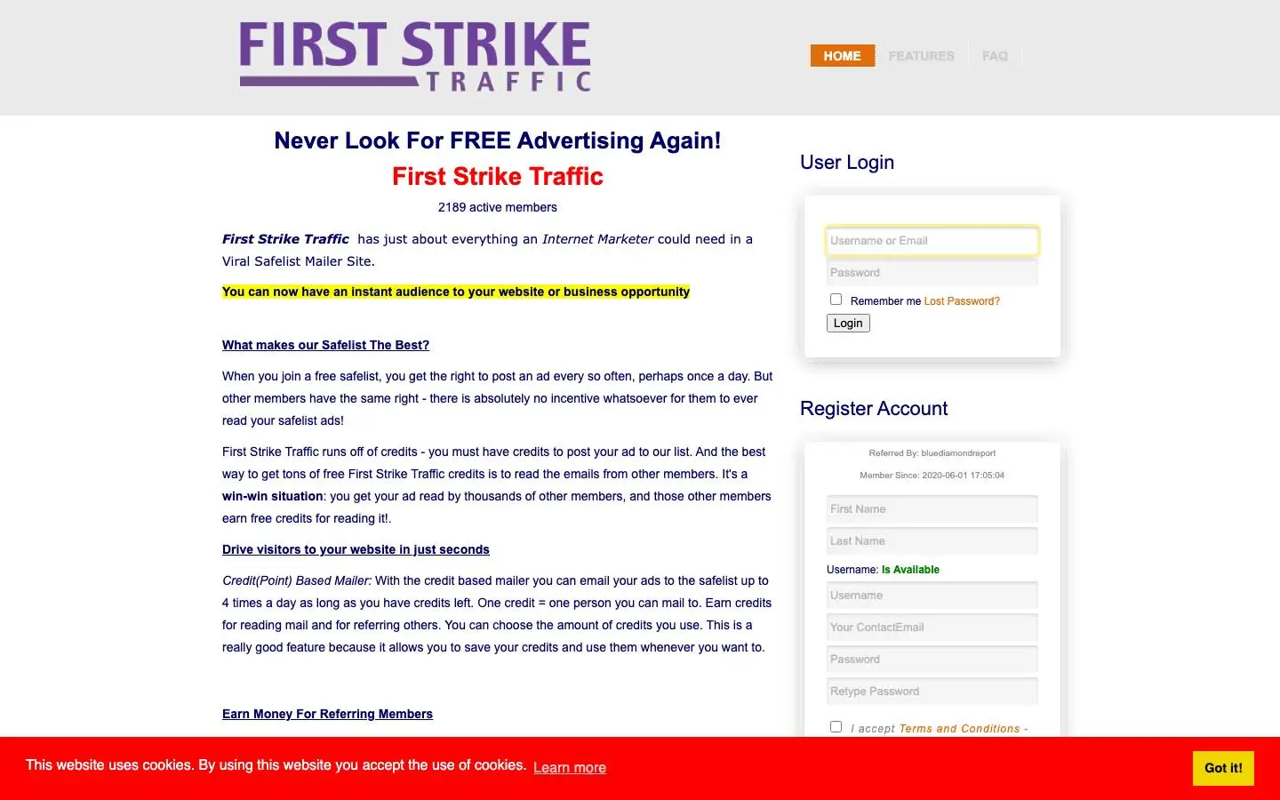 Screenshot of First Strike Traffic (firststriketraffic.com)