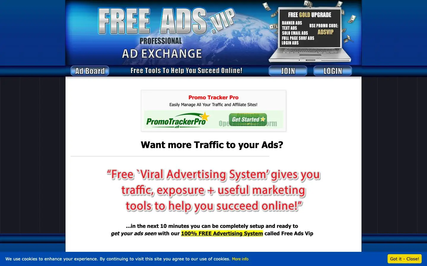 Screenshot of Free Ads VIP (freeads.vip)
