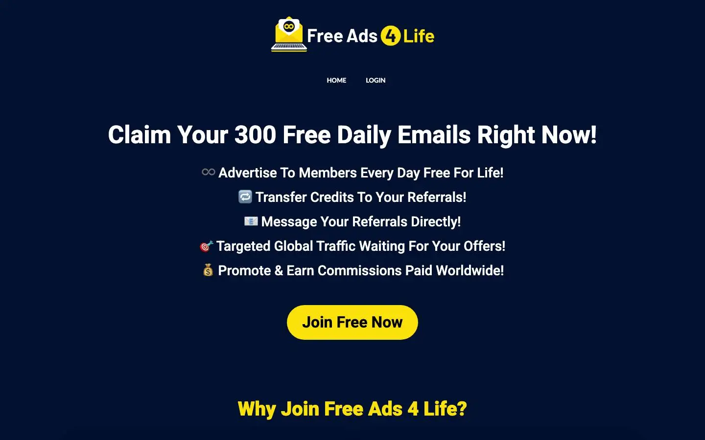 Screenshot of Free Ads 4 Life (freeads4life.com)