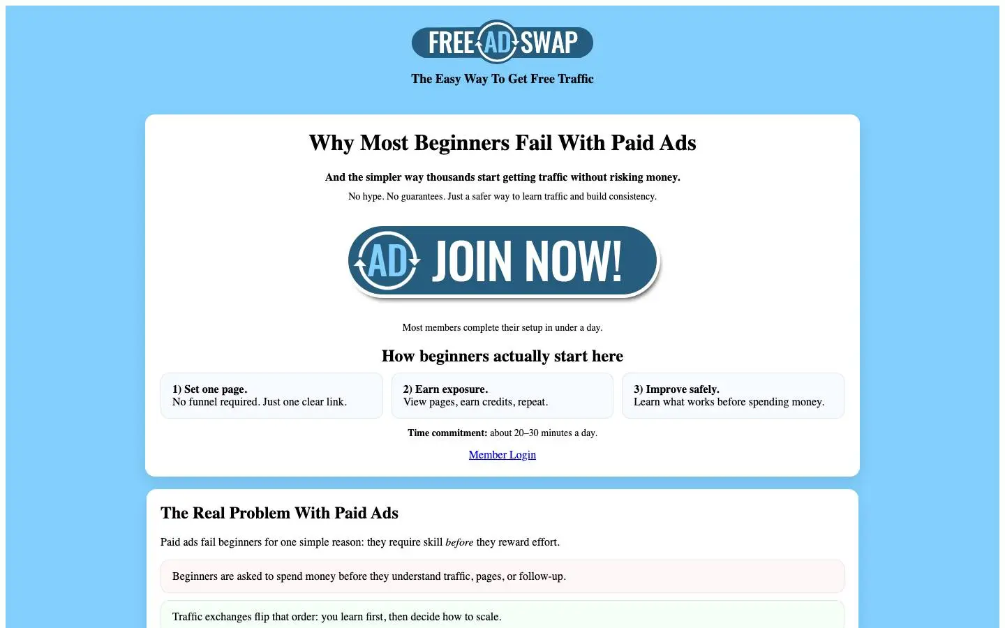 Screenshot of Freeadswap (freeadswap.com)