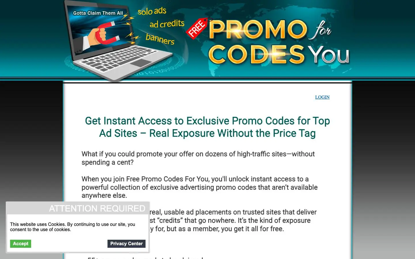 Screenshot of Free Promo Codes For You (freepromocodesforyou.com)