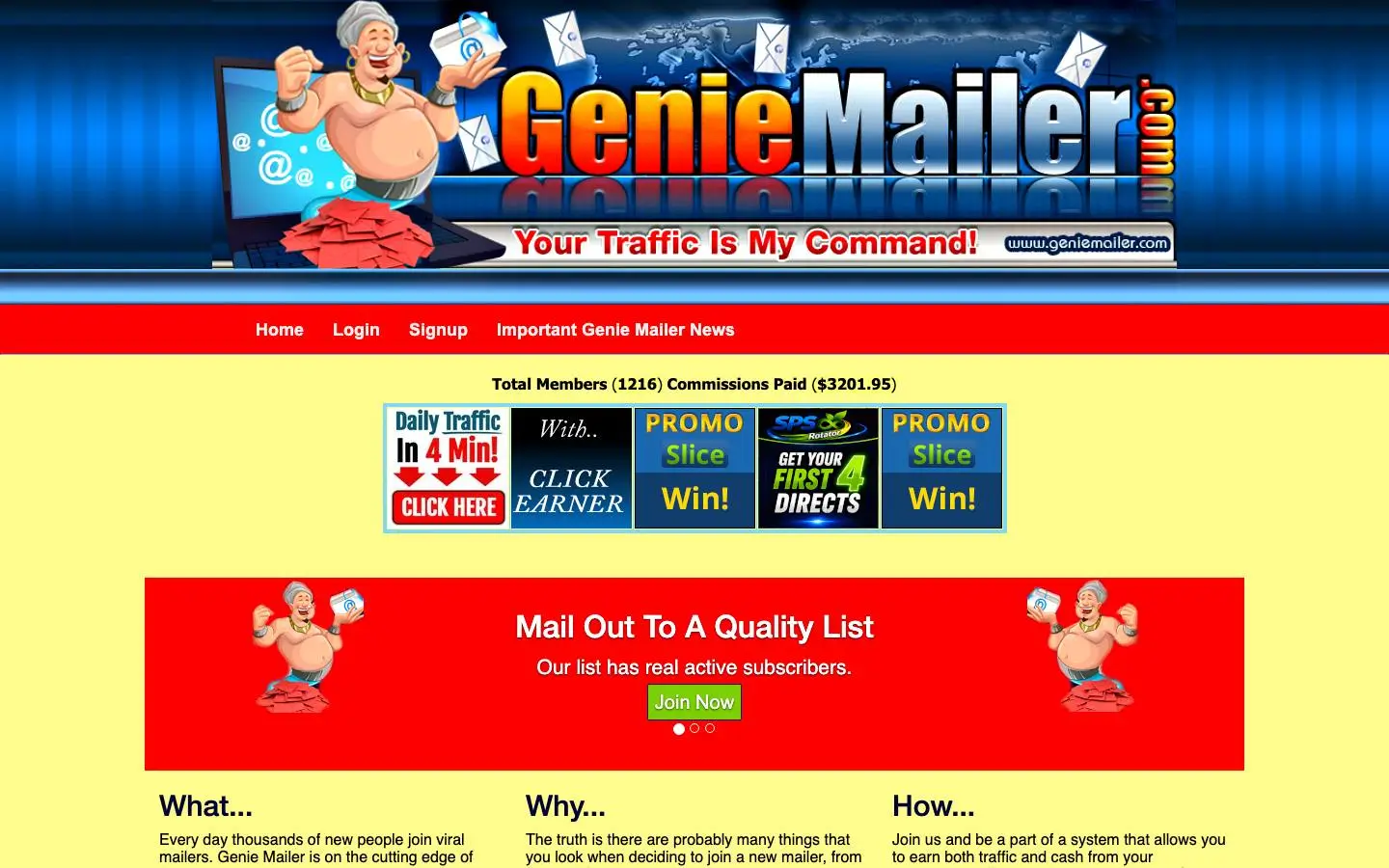 Screenshot of Genie Mailer (geniemailer.com)